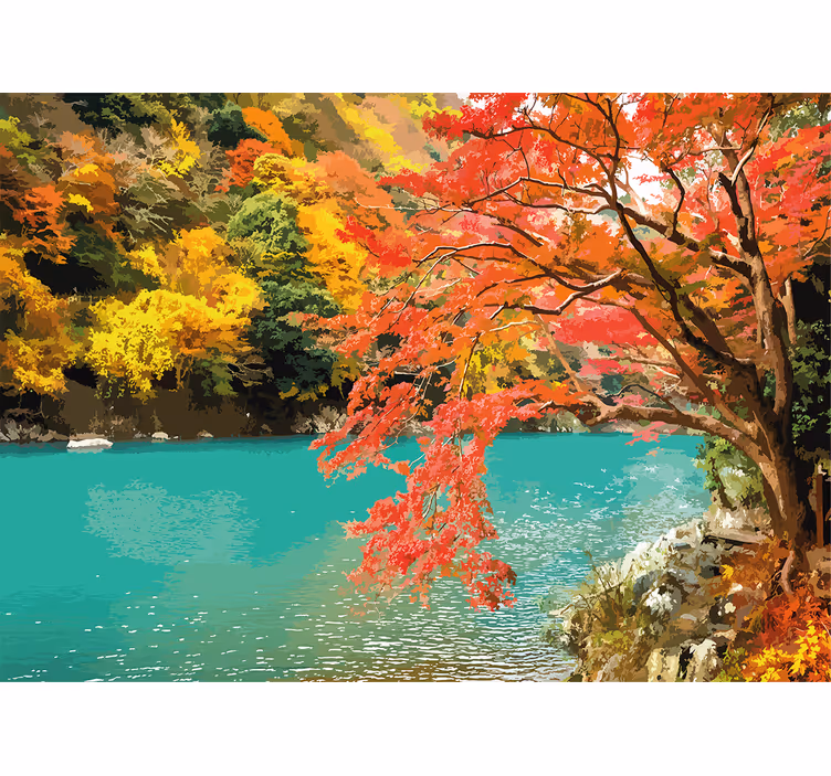 Nature wall mural lively autumn landscape - TenStickers