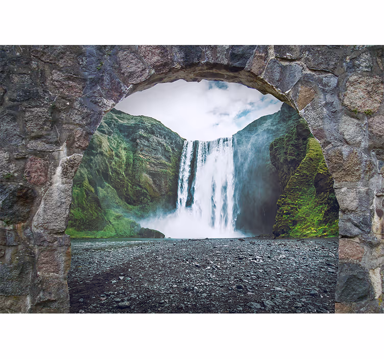 Arch with waterfall views 3D Wall Mural - TenStickers