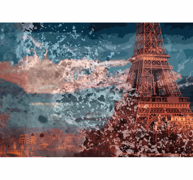Paris wall mural eiffel tower cityscape - TenStickers