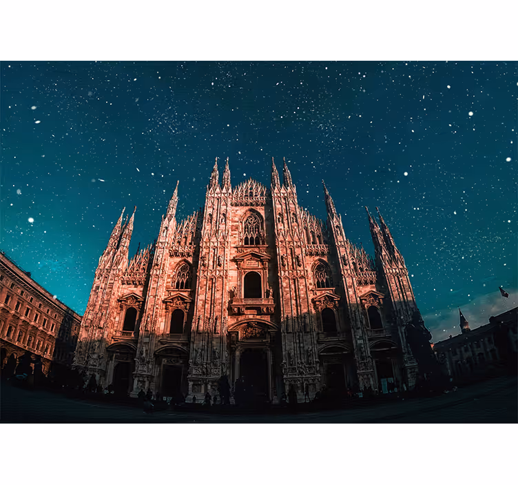 Madrid wall mural milan cathedral night view - TenStickers