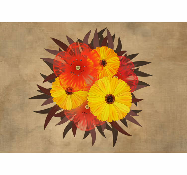 Flower mural lively blossom arrangement - TenStickers