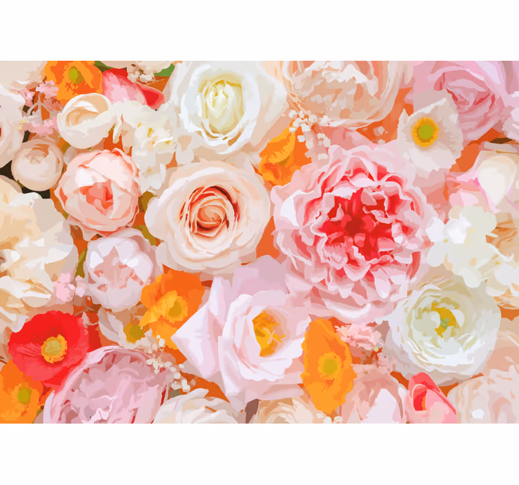 Flower mural delicate floral design - TenStickers