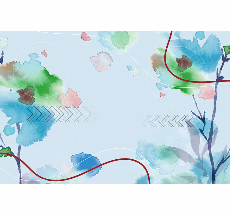 Nature wall mural soft watercolor greens - TenStickers