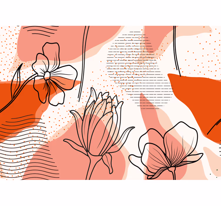 Flower mural floral line drawing - TenStickers