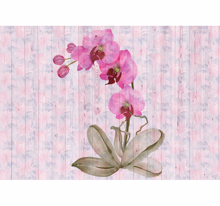 Flower mural pink orchid blooms - TenStickers