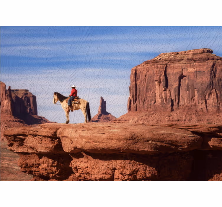 Landscape mural wallpaper cowboy on horse - TenStickers