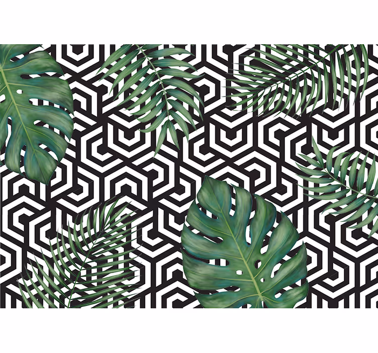 Monstera leaves  modern wall mural - TenStickers