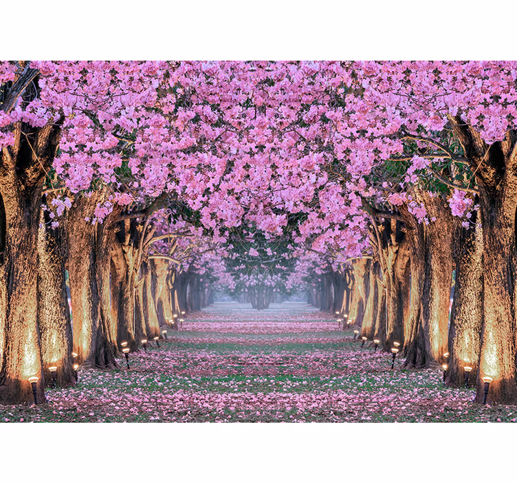 Flower mural cherry blossom pathway - TenStickers
