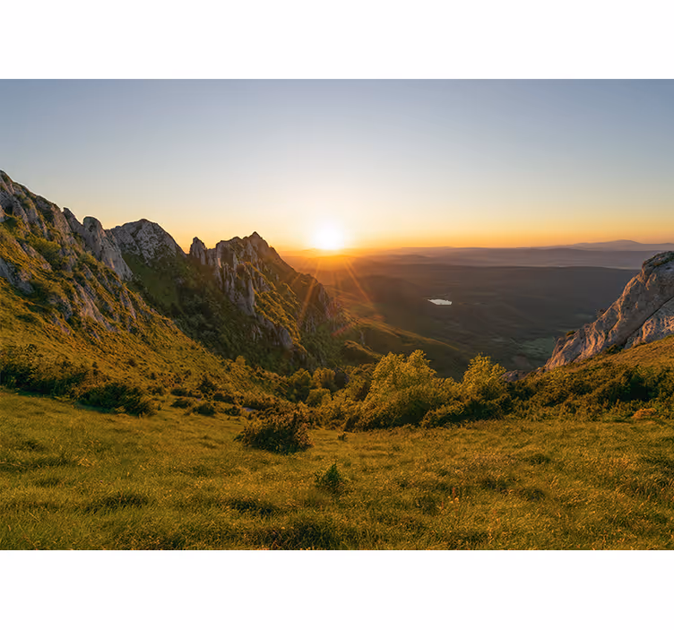 Landscape mural wallpaper sunset over mountains - TenStickers