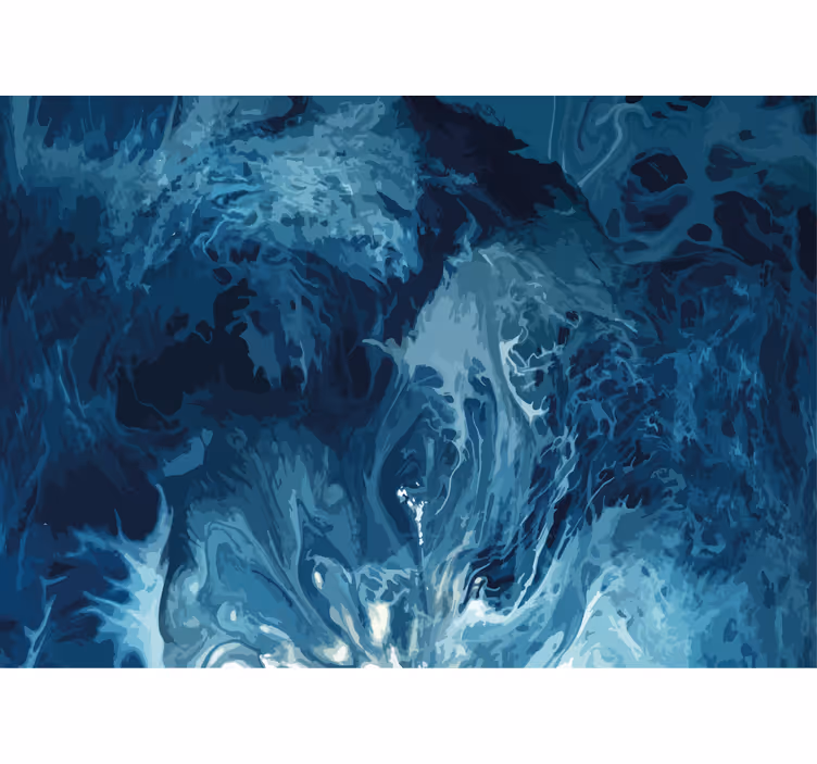 Blue tones watercolor waves Bathroom Murals - TenStickers