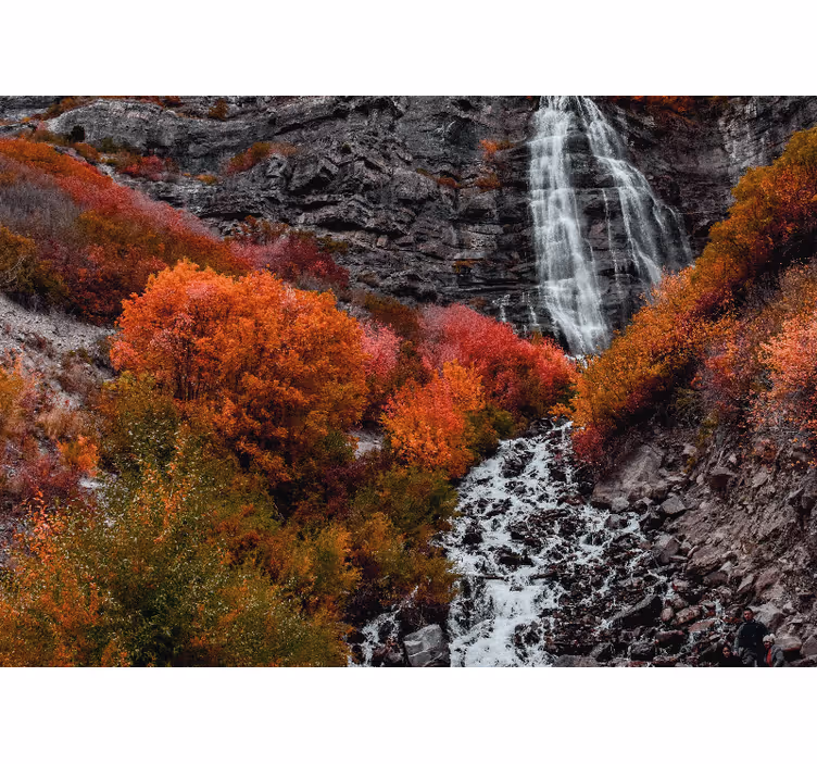 Red Autumn  Waterfall Wall Mural - TenStickers
