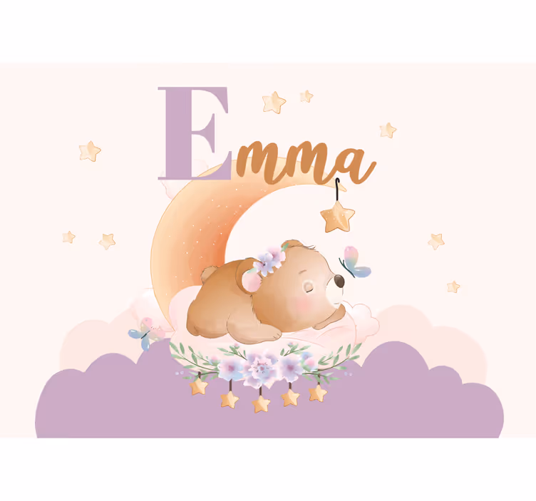 Children wall mural sleepy bear night - TenStickers