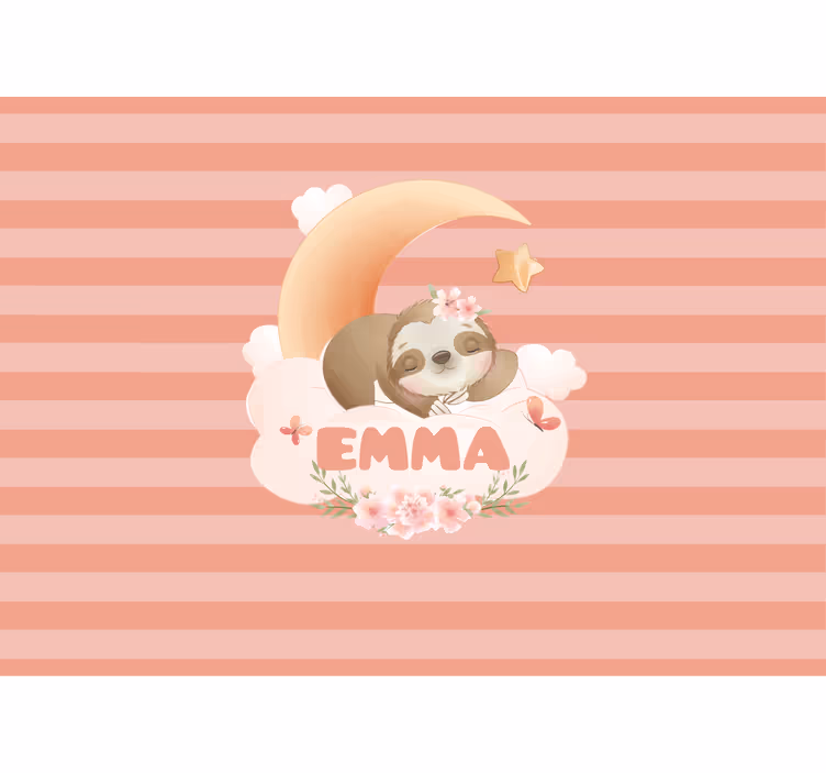 Cute animals sloth with name Nursery Mural - TenStickers