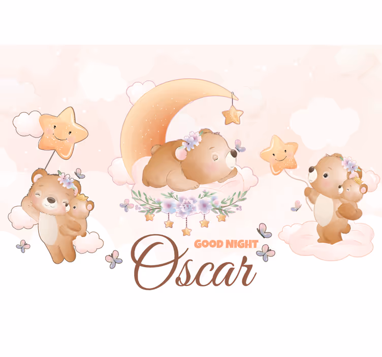 Cute bear for boy with name Nursery Mural - TenStickers