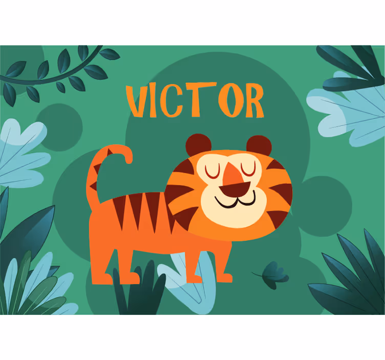 Cute tiger for boy with name Nursery Mural - TenStickers