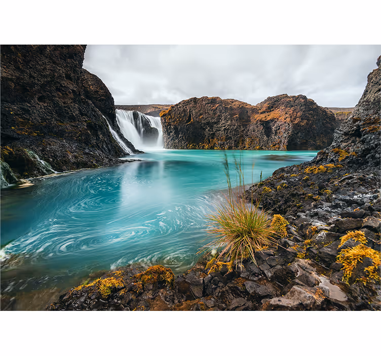 Mountain wall mural serene waterfall retreat - TenStickers