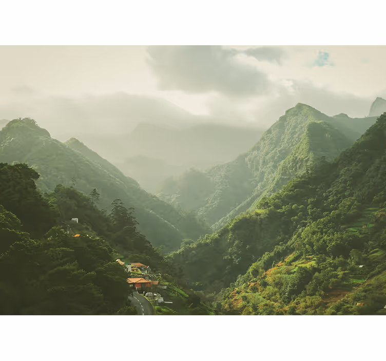 Landscape mural wallpaper mountain valley view - TenStickers