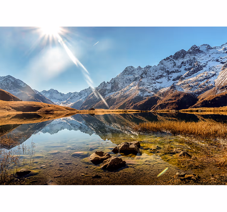 Mountain Lake Reflection landscape mural wallpaper - TenStickers