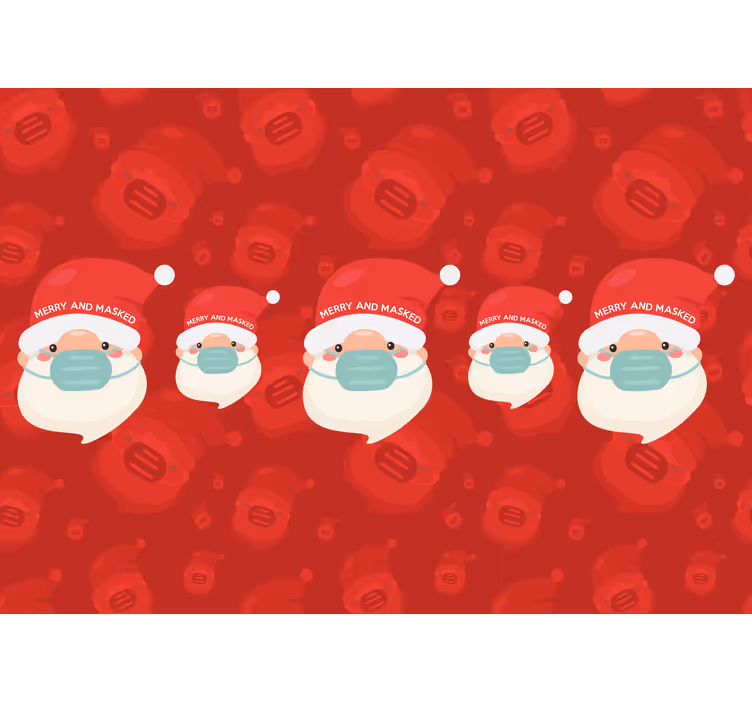 Christmas mural santa with a mask - TenStickers