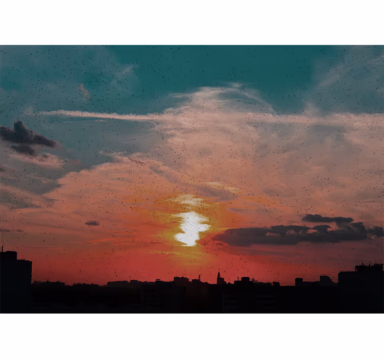 Landscape mural wallpaper sunset over city - TenStickers