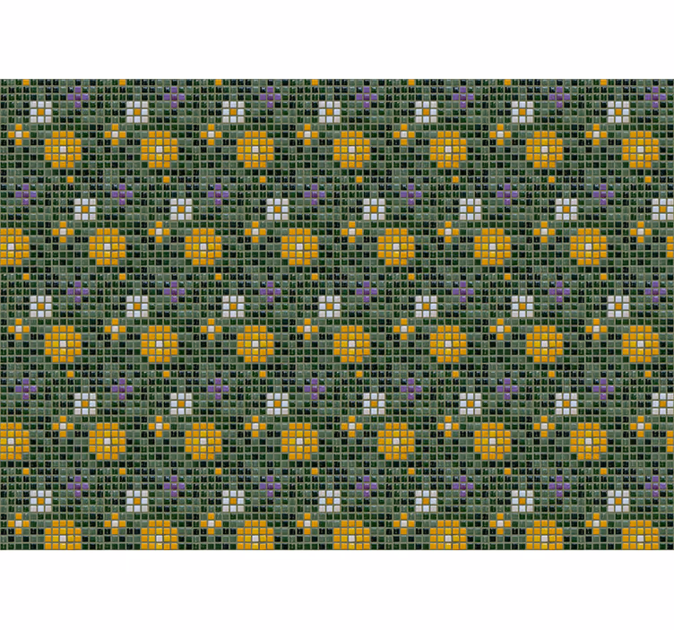 Vibrant tile floral pattern bathroom mural - TenStickers