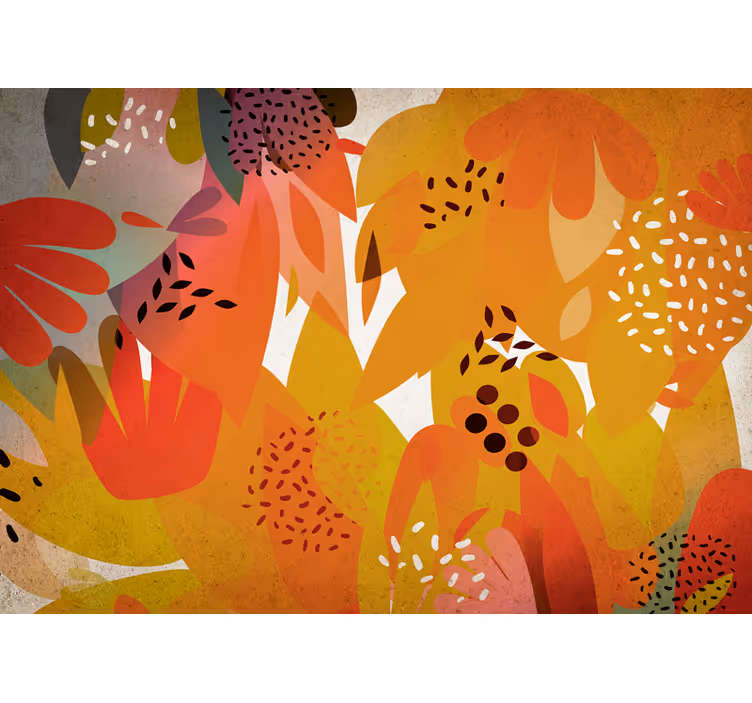 Vibrant leaf motifs wall mural - TenStickers
