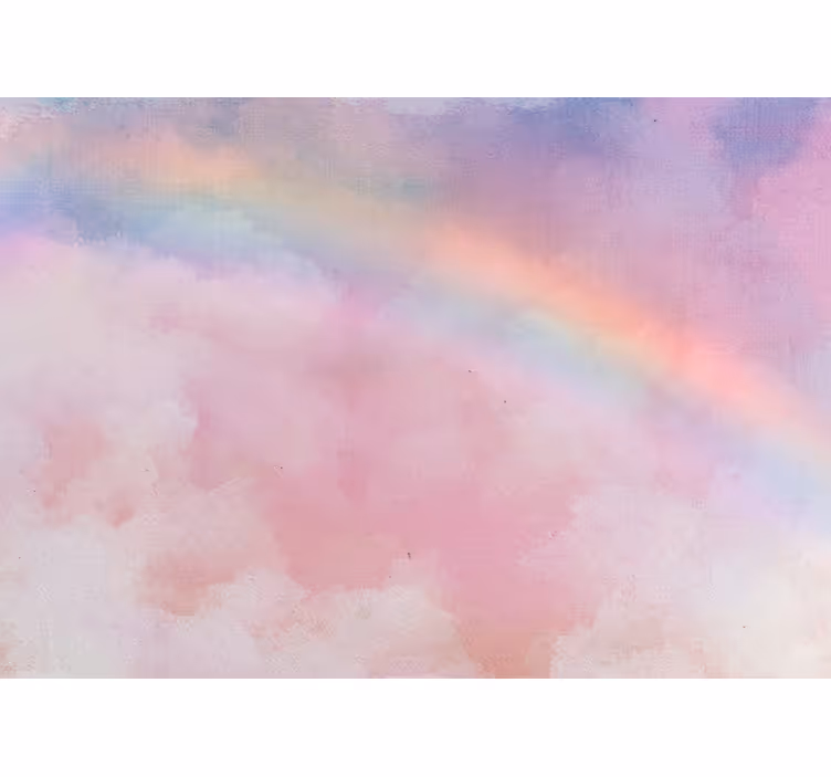 Rainbow in baby pink clouds Nursery Mural - TenStickers