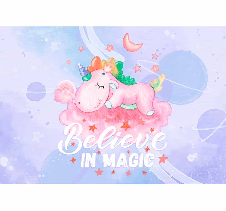 Children wall mural unicorn dream cloud - TenStickers