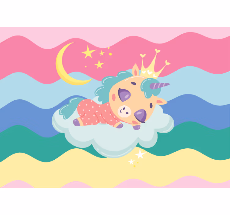 People painting mural sleeping unicorn dream - TenStickers