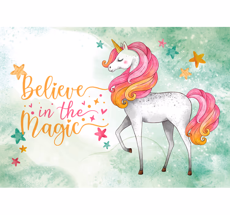 Fantasy wall mural unicorn in enchantment - TenStickers