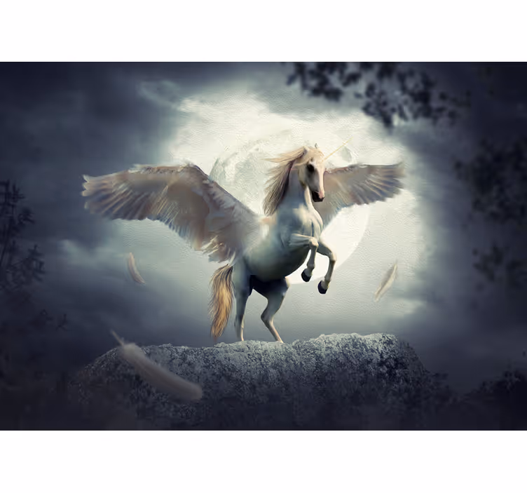 Fearless unicorn flying fantasy wall mural - TenStickers