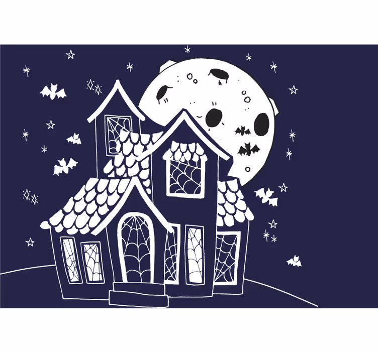 Halloween mural spooky haunted house - TenStickers