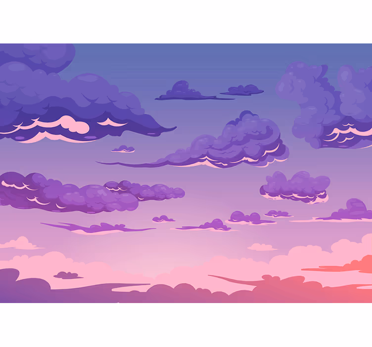 Sky mural whimsical cloud scene - TenStickers