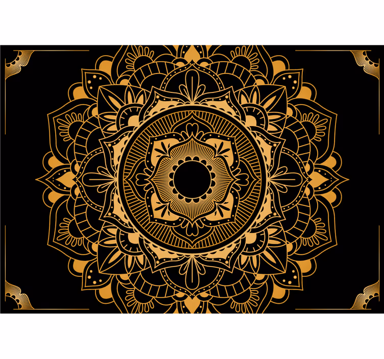 Black and golden Mandala Wall Mural - TenStickers