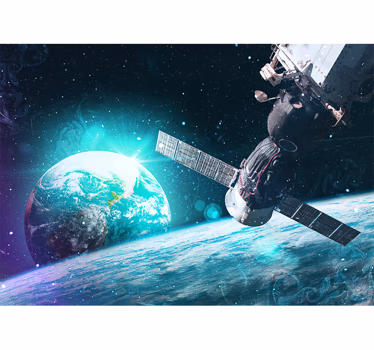 Space mural spacecraft orbiting earth - TenStickers