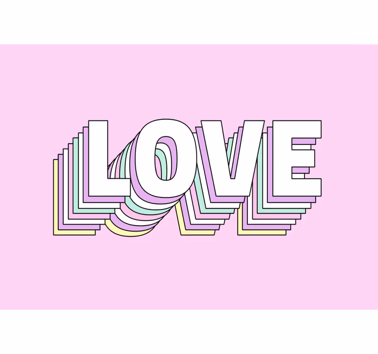 Love wall mural with artistic love typography - TenStickers