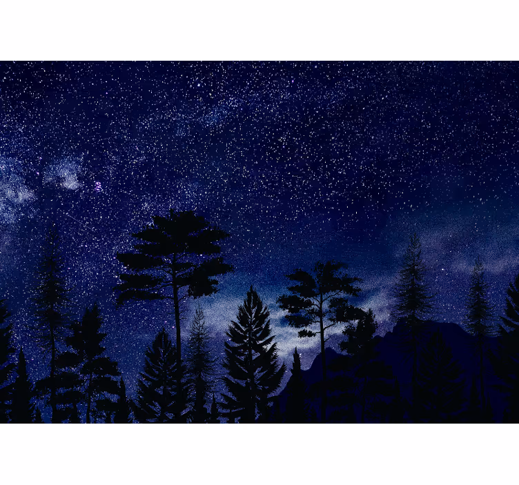 Sky mural starlit forest silhouettes - TenStickers