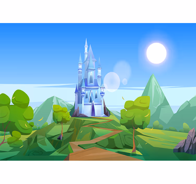 Fantasy wall mural enchanting castle scene - TenStickers