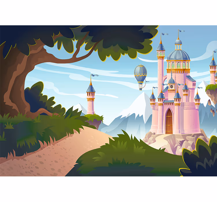 Fantasy wall mural castle adventure scene - TenStickers