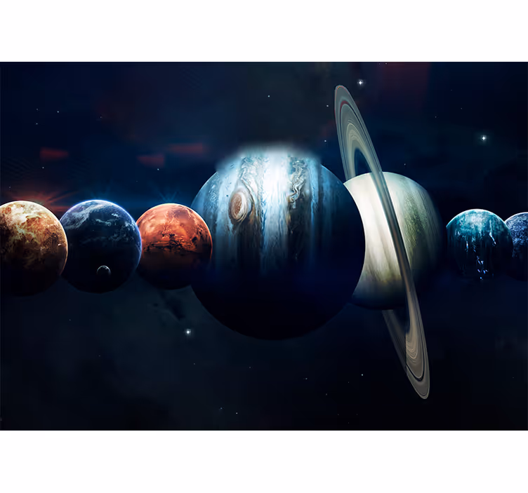 Planets in orbit space mural - TenStickers