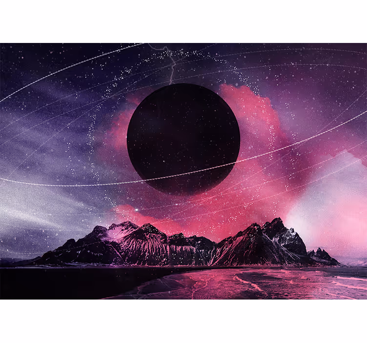 Space mural cosmic black planet - TenStickers