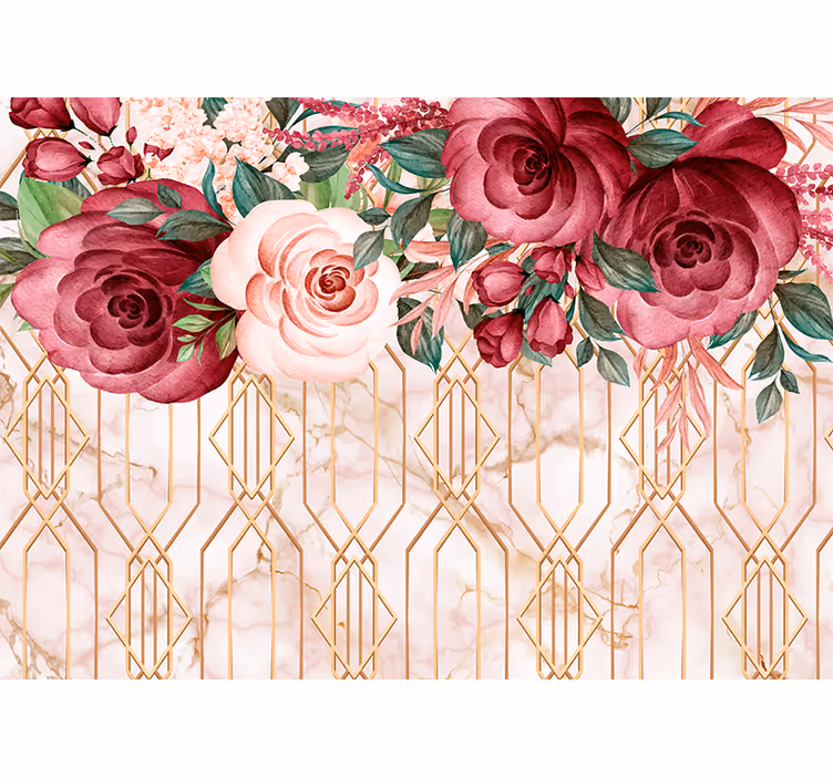 Rose Geometric Fusion flower mural - TenStickers