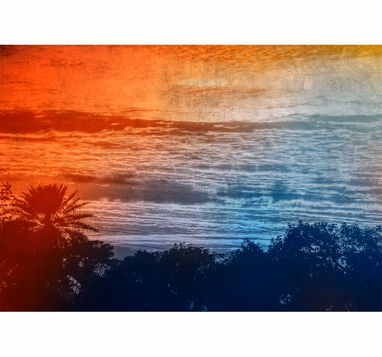 Twilight above the waves landscape mural wallpaper - TenStickers