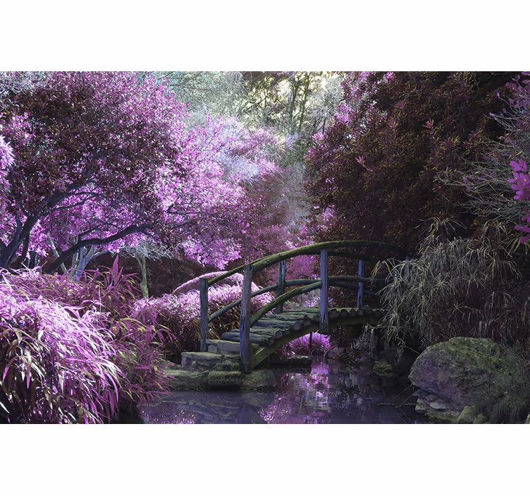 Nature wall mural tranquil bridge landscape - TenStickers
