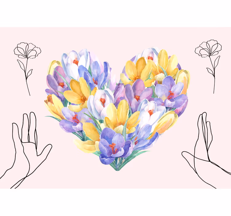 Flower mural heart shaped bouquet wall art - TenStickers