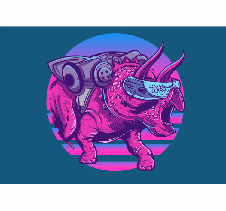 Animal wall mural futuristic triceratops - TenStickers