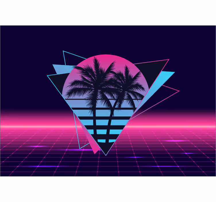 Mural quote retro palm geometry - TenStickers