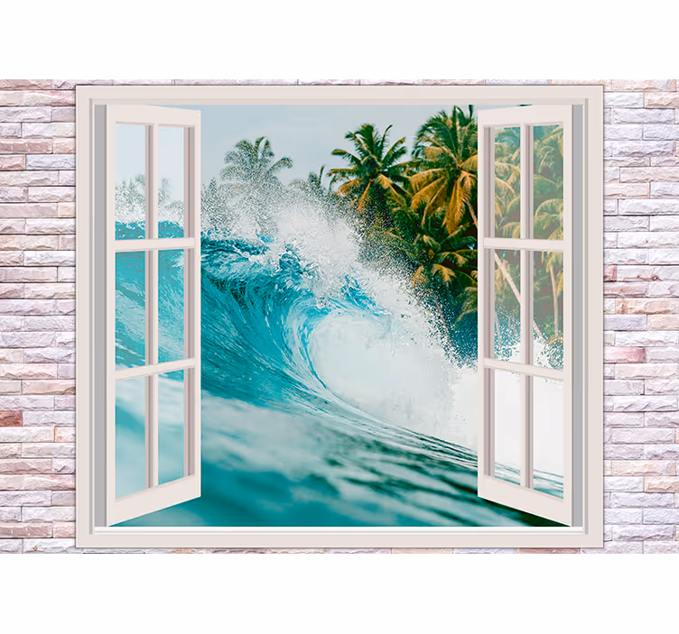 Sea mural ocean wave perspective - TenStickers