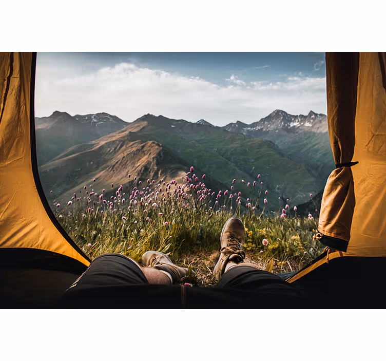 Landscape mural wallpaper mountain view serenity - TenStickers
