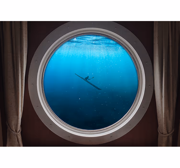 Sea mural underwater kayaking scene - TenStickers